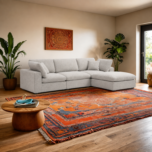 Dawson Boucle Modular Sofa, 3-Piece Chaise Sectional - Modern & Comfortable