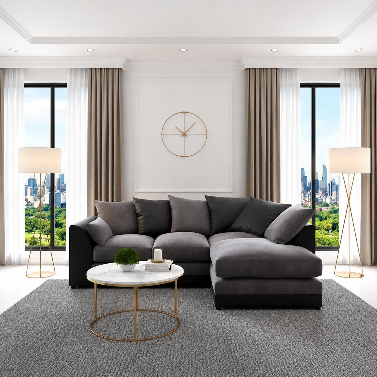 Urban Crest Modern Lounge L-Shaped Sofa In Right/Left Chaise