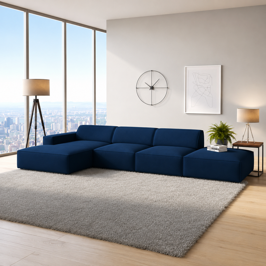 5 Seater Sofa in Left and Right Side Option In Plush Velvet Fabric