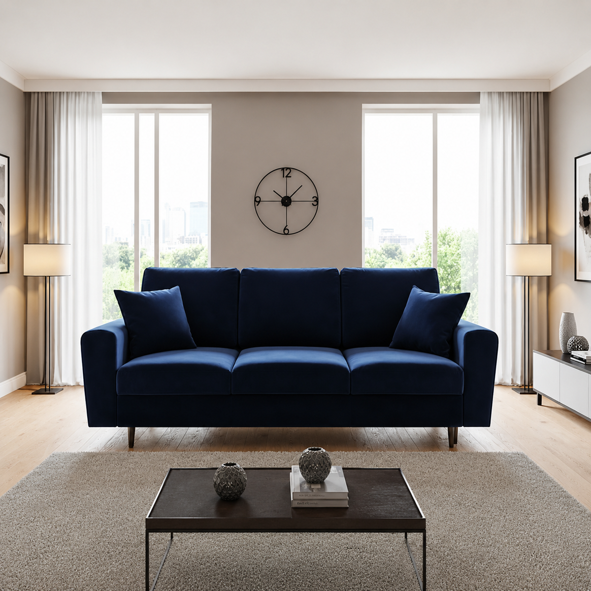 Florence 3 Seater Sofa in Plush Velvet Fabric