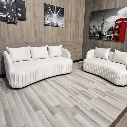 Luis Linestyle 3 +2 Sofa in Plush Velvet Fabric