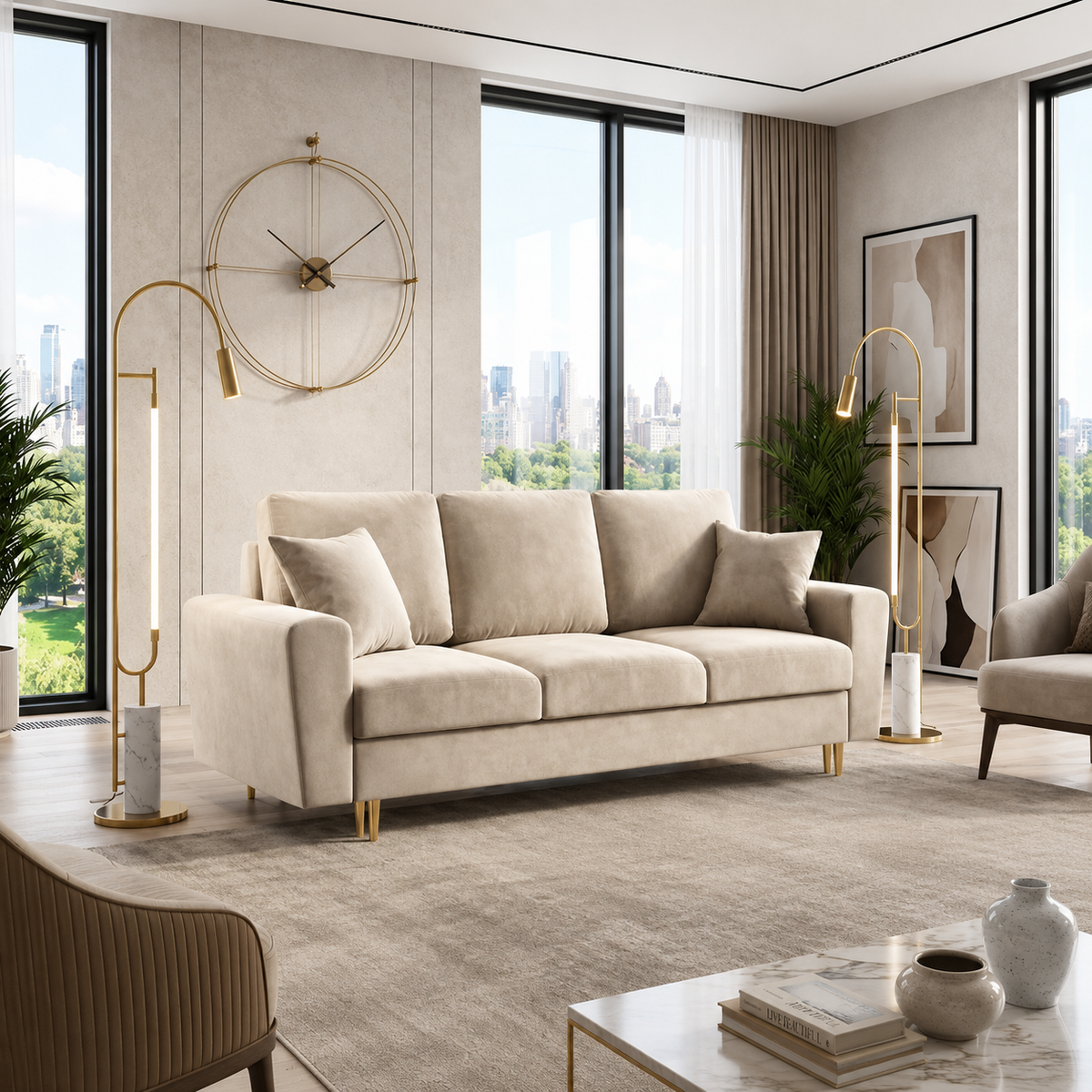 Venezia 3 Seater Sofa in Plush Velvet Fabric