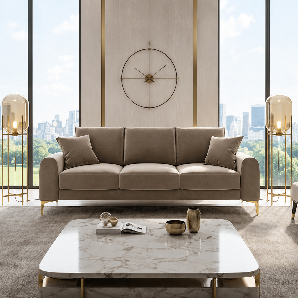 Cory 3 Seater Sofa  in Plush Velvet Fabric