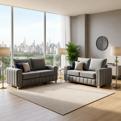 Horizon 3 Plus 2 Seater Sofa in Plush Velvet Fabric