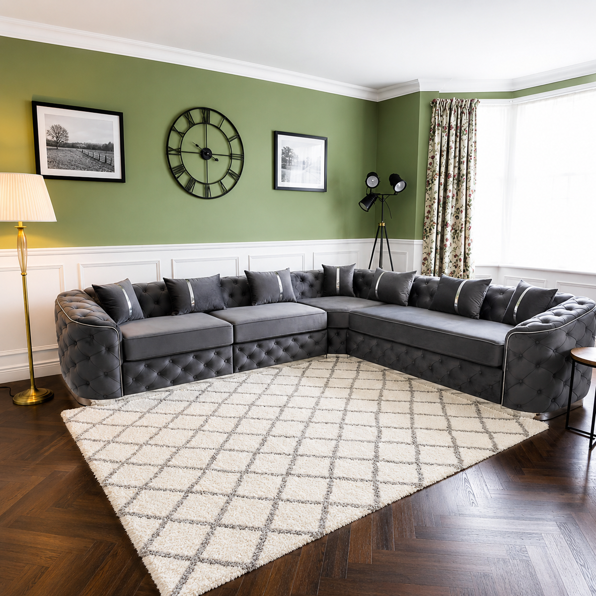 The Coast Deep Corner Sofa In Plush Velvet Fabric