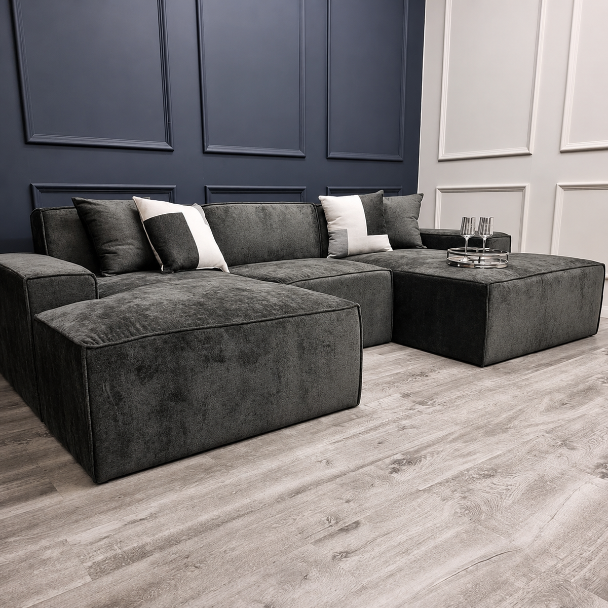 Atlanta U-Shape Modular Sofa - Adjustable, Modern Fabric Sectional