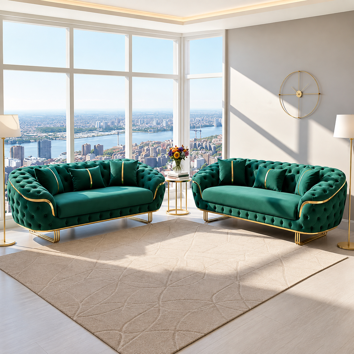 Celeb 3 Plus 2 Seater Ambassador Sofa in Plush Velvet Fabric