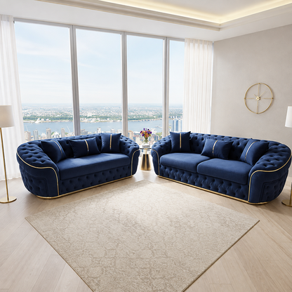 Celebrity Ambassador 3 plus 2 Chesterfield Sofa in Plush Velvet Fabric