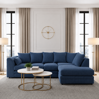 Oak Pavilion Right-Hand Chaise L-Shaped Sofa In Jumbo Fabric