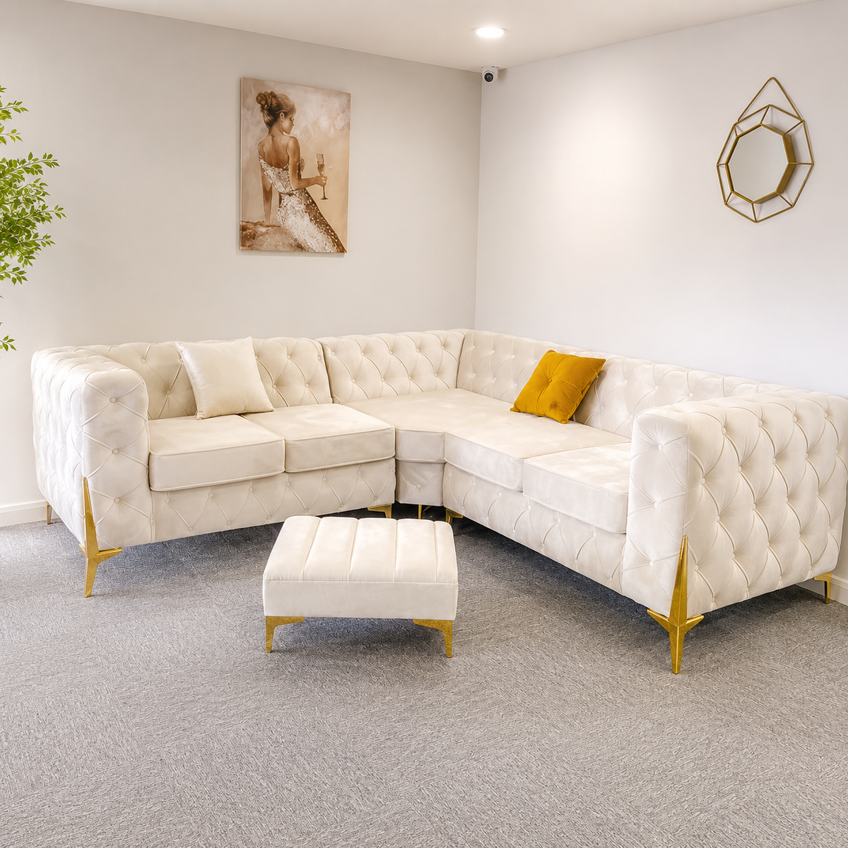 Alexa Chesterfield Sofa in Plush Velvet Fabric