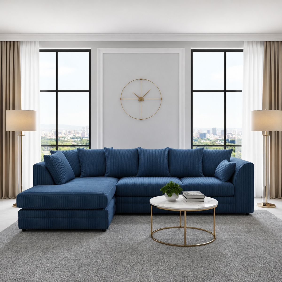 Oak Pavilion Left-Hand Chaise L-Shaped Sofa In Jumbo Fabric