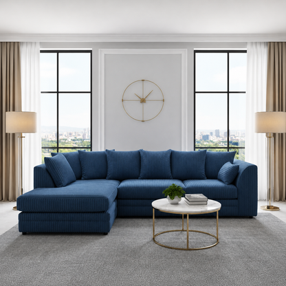 Oak Pavilion Left-Hand Chaise L-Shaped Sofa In Jumbo Fabric