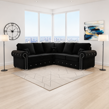 Pero Corner Sofa in Plush velvet Fabric