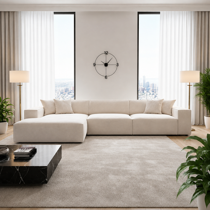 Tulip 4 Seater L Shape Sofa in Plush Velvet With Left and Right Corner Option