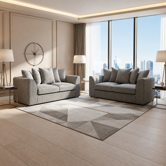 Bounty Luxury Modern Lounge 3+2 Seater Sofa In Jumbo Fabric