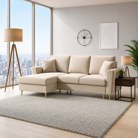 Kyoto Left hand Plush Velvet Sofa Corner Sofa