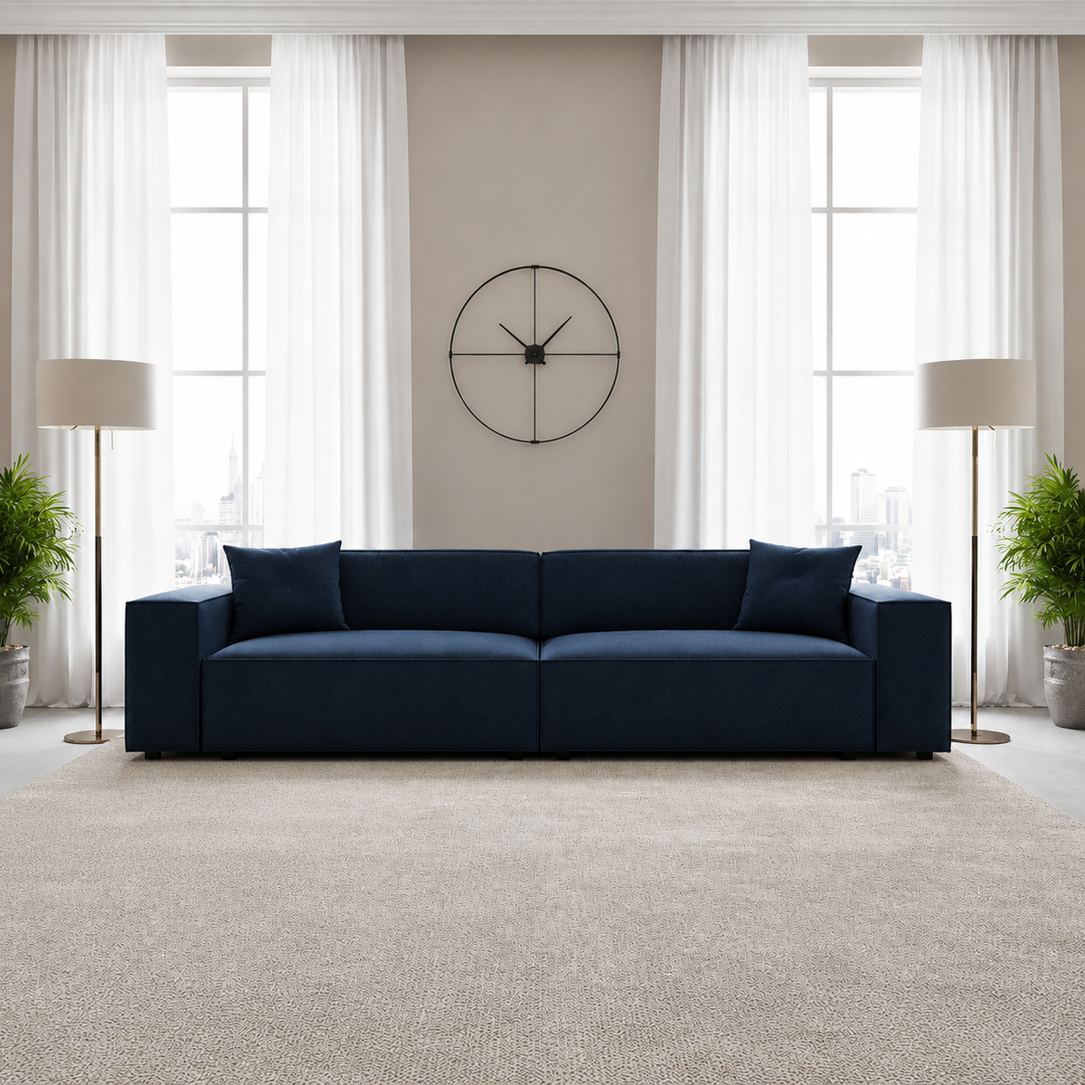 Tony 4 Seater Sofa in Plush Velvet Fabric