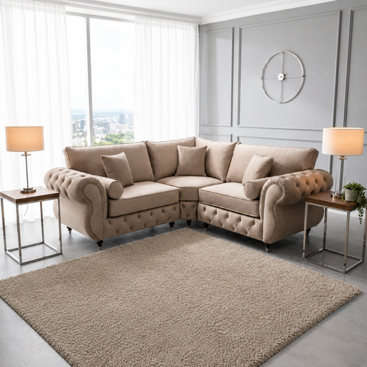 Devon Drift Corner Sofa In Plush Velvet Fabric