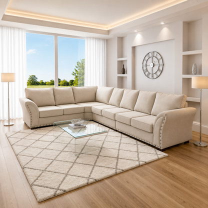 Inca L Shape Sofa in Plush Velvet Fabric