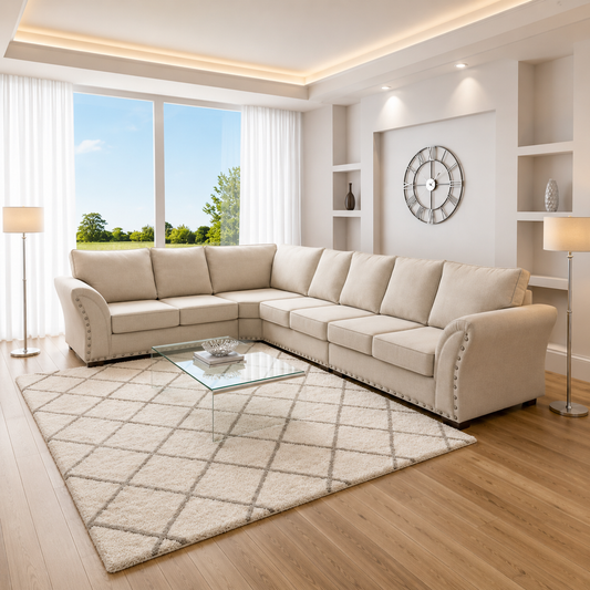 Inca L Shape Sofa in Plush Velvet Fabric
