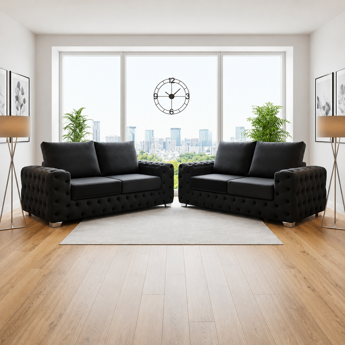 Pataya 3 Plus 2 Seater Sofa in Plush Velvet Fabric