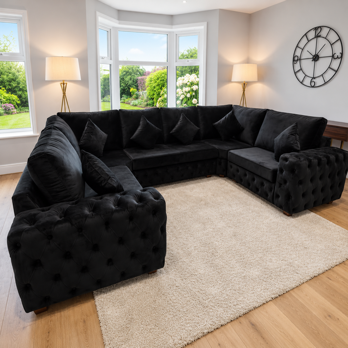 Frankfurt U Shape Sofa in Plush Velvet Fabric