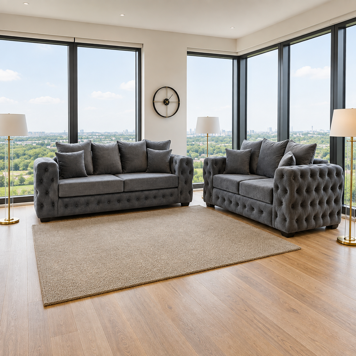 Kington 3 plus 2 Seater Plush Velvet Sofa