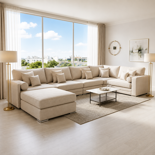 Contempo L Shape Sofa in Plush Velvet Sofa