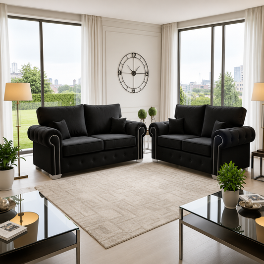 Blenheim Classic 3 + 2 Seater Sofa In Plush Velvet Fabric