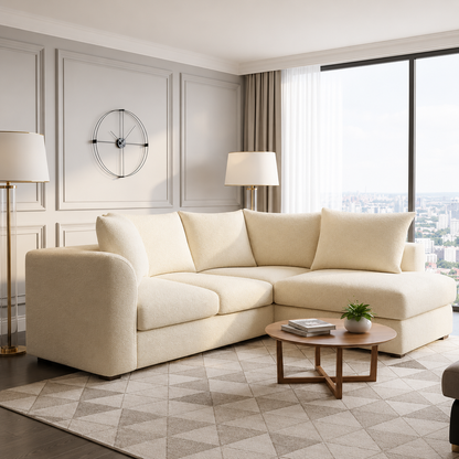 Newcroft Soft L-Shaped Modern Lounge Sofa In Boucle Fabric