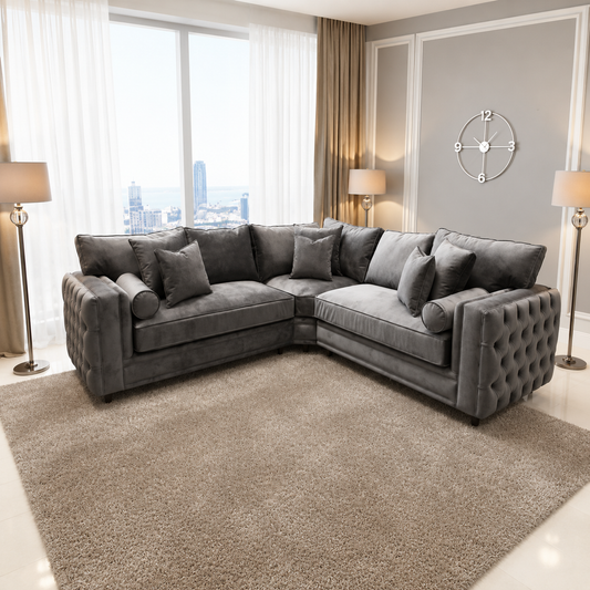 Brighton Bliss Corner Sofa In Plush Velvet Fabric
