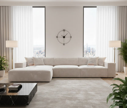 Tulip 4 Seater L Shape Sofa in Plush Velvet With Left and Right Corner Option