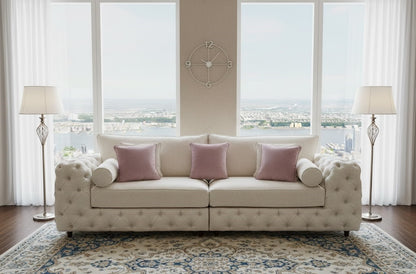Royale 3 Seater Chesterfield Sofa in Plush Velvet Fabric