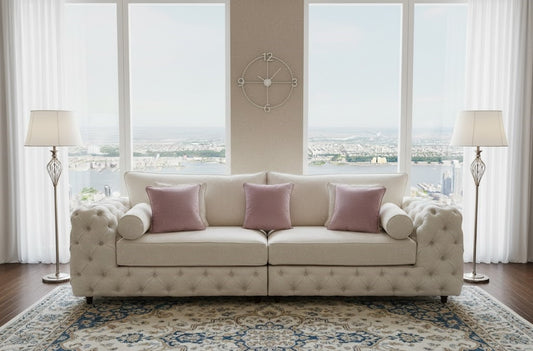 Royale 3 Seater Chesterfield Sofa in Plush Velvet Fabric