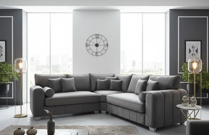 Alaska 5 Seater Full Back Corner Sofa in Plush Velvet Fabric