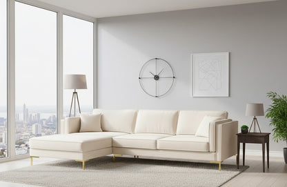 Alure L Shape Sofa in Plush Velvet in Right and Left Corner Options