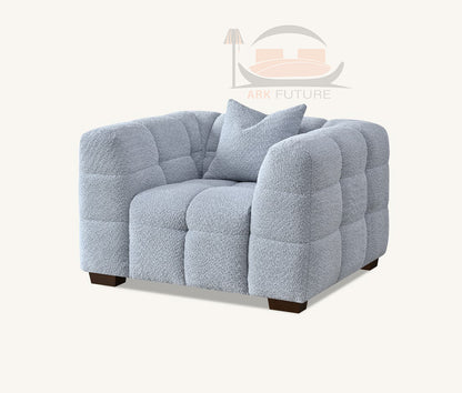 Aluxo Tribeca Comfortable Sofa in Pearl Boucle Fabric