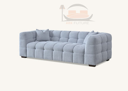 Aluxo Tribeca Comfortable Sofa in Pearl Boucle Fabric
