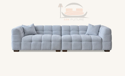 Aluxo Tribeca Comfortable Sofa in Pearl Boucle Fabric