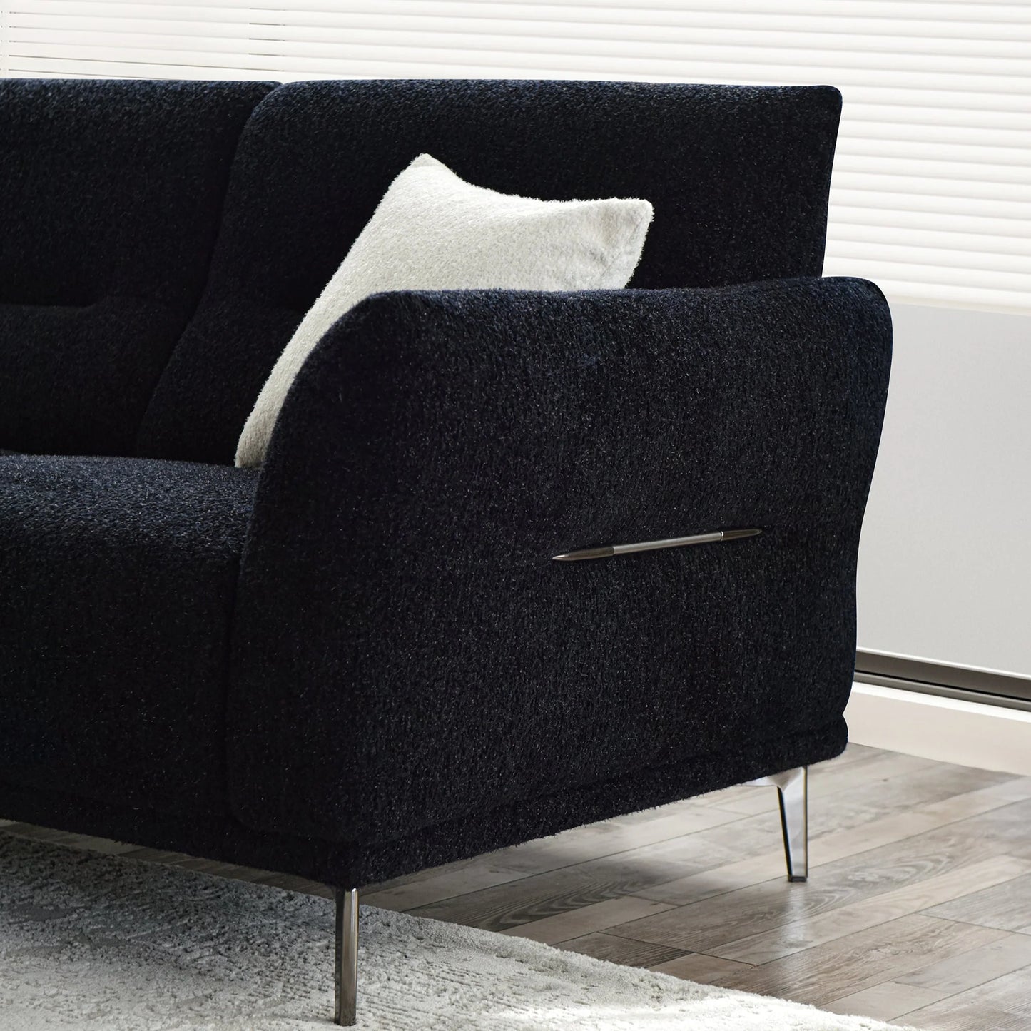 Arkfuture Albany Sofa Set in Black Lux Boucle Fabric