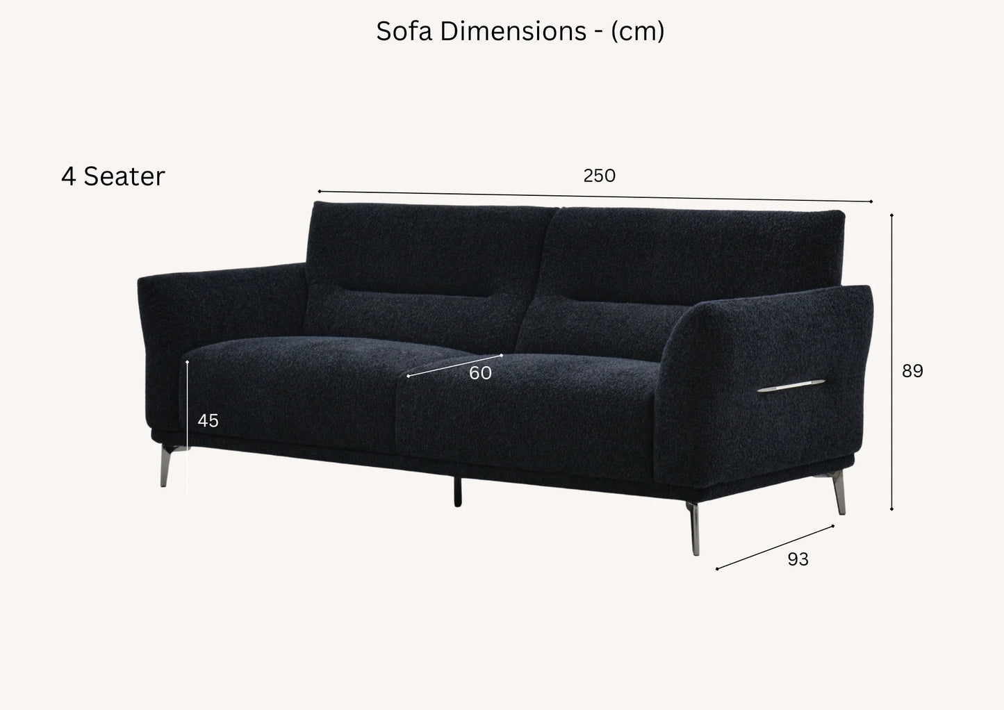 Arkfuture Albany Sofa Set in Black Lux Boucle Fabric