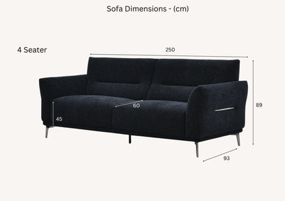 Arkfuture Albany Sofa Set in Black Lux Boucle Fabric