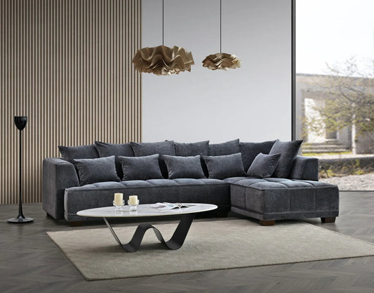 Arkfuture Gramercy Group Corner Sofa in Steel Velvet