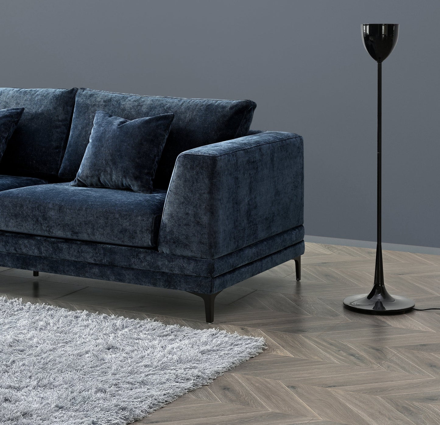 Arkfuture  Lenox Sofa 3 & 2 Seater Sofa in Aegean Blue Velvet