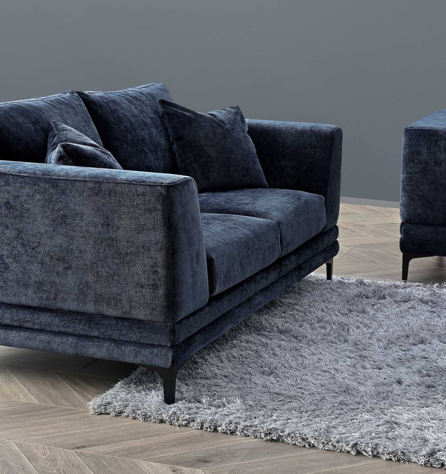 Arkfuture  Lenox Sofa 3 & 2 Seater Sofa in Aegean Blue Velvet