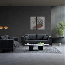 Arkfuture Lenox Sofa Set Range in Steel Velvet