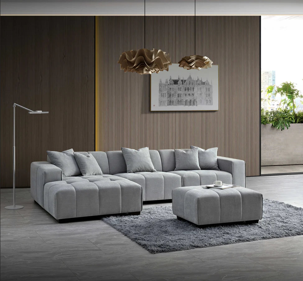 Arkfuture Leonard Left Hand Corner Sofa Group in Cloudy Grey Boucle