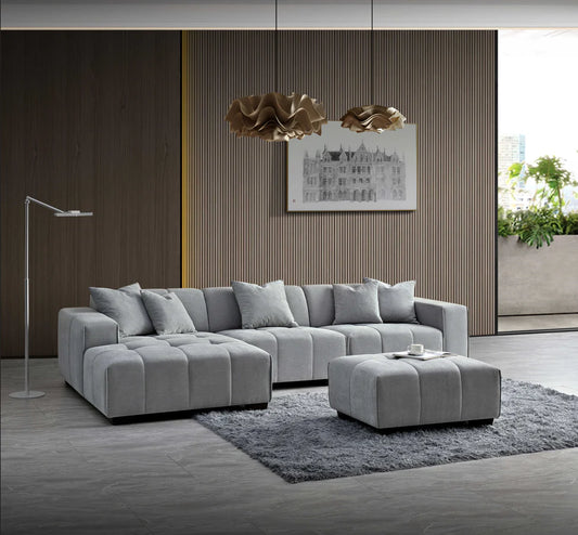 Arkfuture Leonard Left Hand Corner Sofa Group in Cloudy Grey Boucle