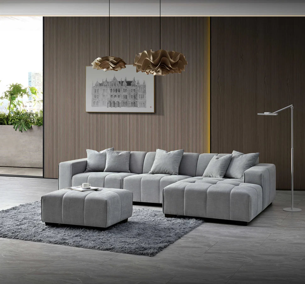 Arkfuture Leonard Right Hand Corner Sofa Group in Cloudy Grey Boucle