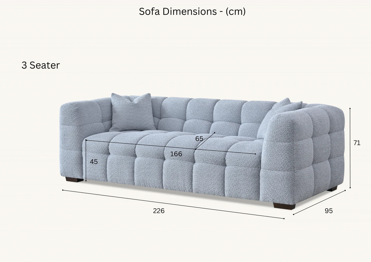 Arkfuture Tribeca Sofa Set in Oatmeal Boucle Fabric